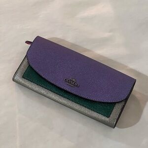 NEW Coach Slim Envelop Wallet Metallic Colorblock